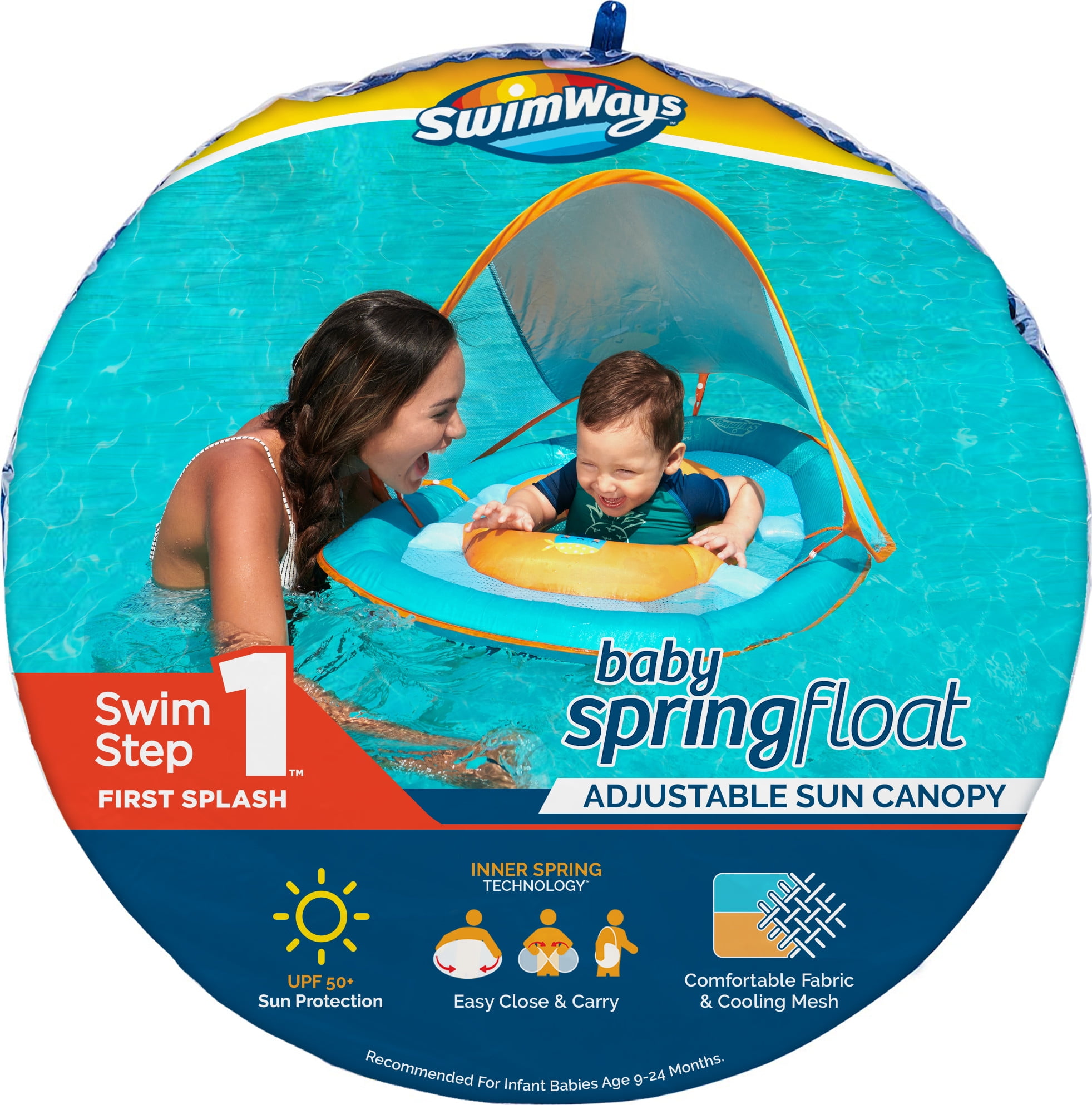 Sea Inflatable Baby Swim Ring Toddler Float Swimming Pool Water Seat Canopy 