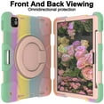 thumbnail image 5 of ELEHOLD Military Grade Shockproof Case For iPad Pro 11 2024, Heavy Duty Protection Ring Stand Cover, Adjustable Angel, Detachable Shoulder Strap, Pencil Holder, Colorful Rosegold, 5 of 11
