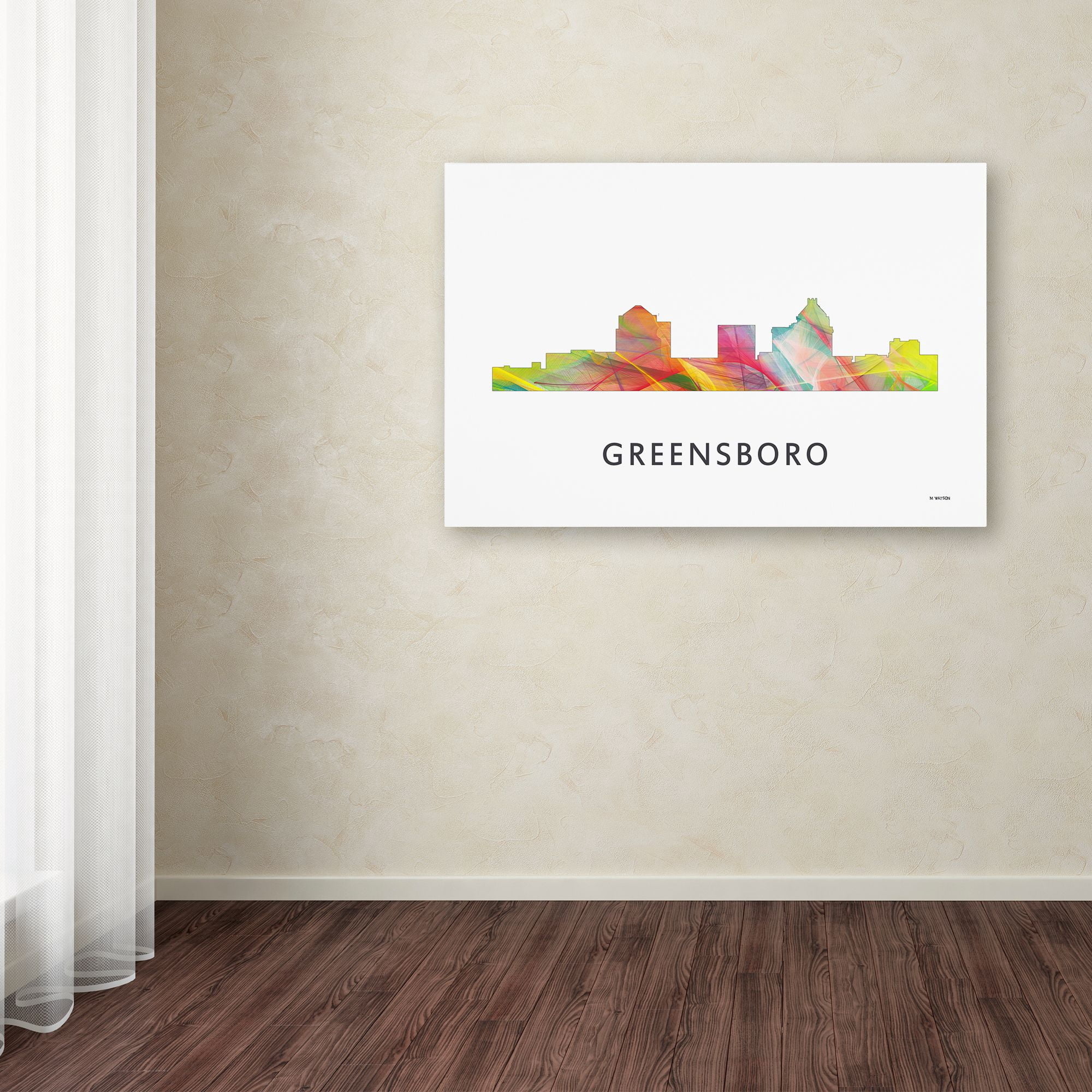 Trademark Fine Art 'Greensboro North Carolina Skyline WB-1' Canvas Art by Marlene Watson