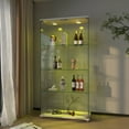 thumbnail image 2 of Modern Glass Display Cabinet with LED Lights, Quick-Assembly Antique Cabinet, Tempered Glass Bookshelf for Living Room/Bedrooms (2-Door 4-Shelf, Transparent+White), 2 of 9