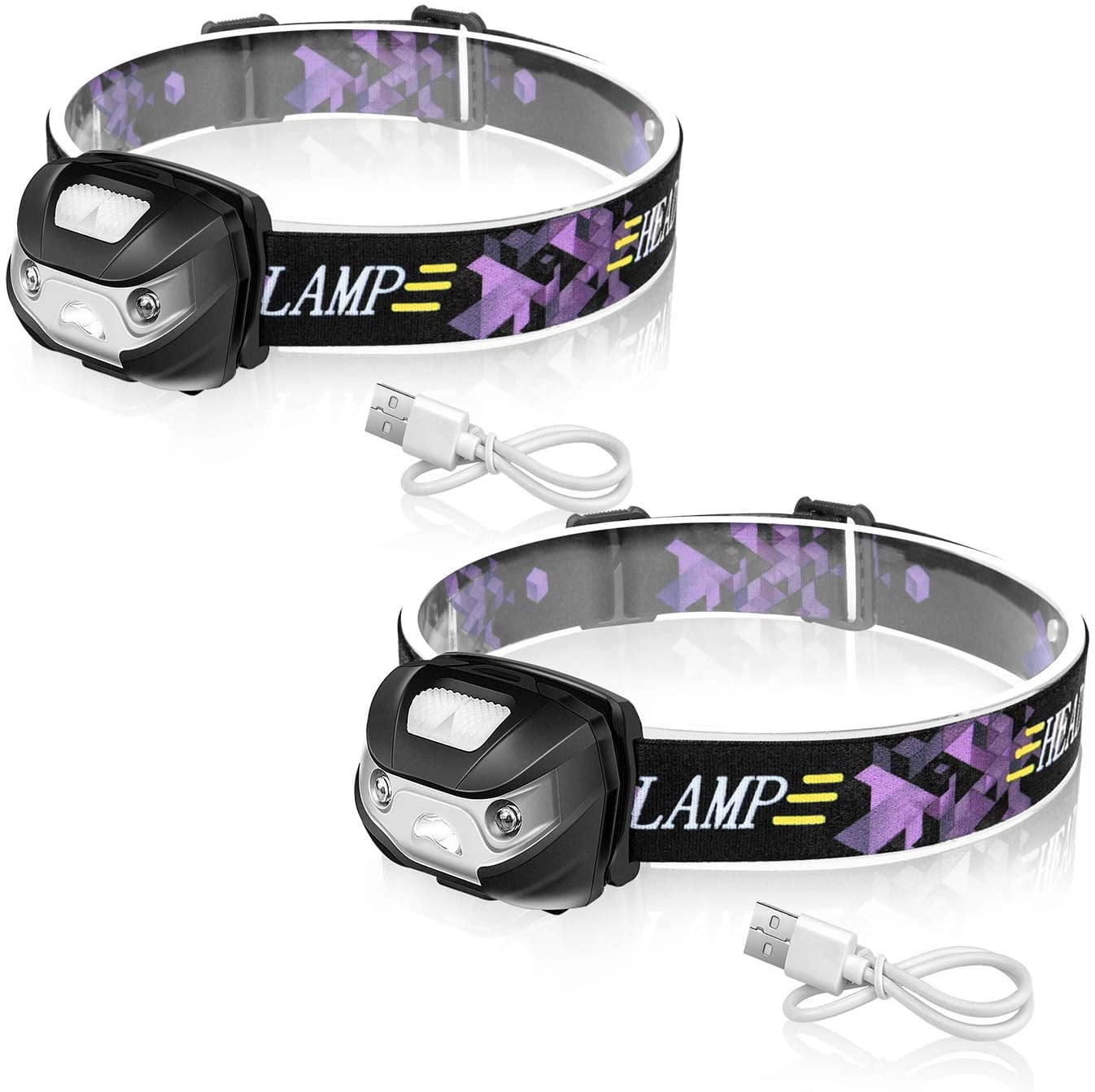 Simple Deluxe 2Pack Running Light Rechargeable LED Headlamp Super
