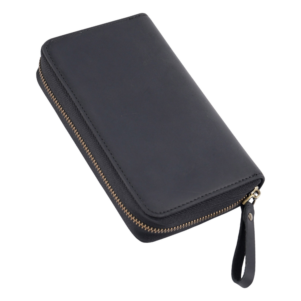 Traditional Fashion Genuine Cattlehide Pencil Case With Multiple Compartment Thin Plan For Students