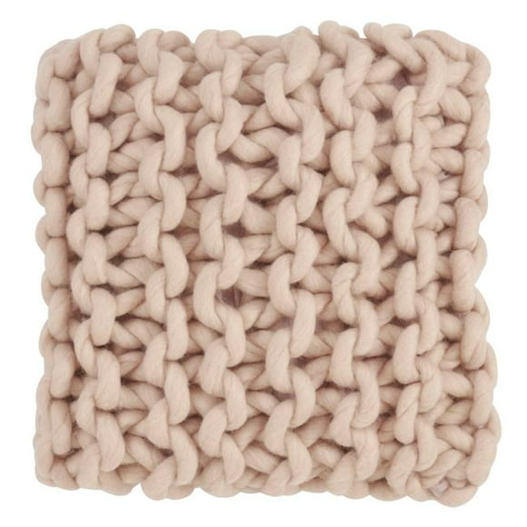 SARO 551.P18S Coussin d'Accent Carré 18 Po. Design Tricoté Épais Rempli de Laine - Rose