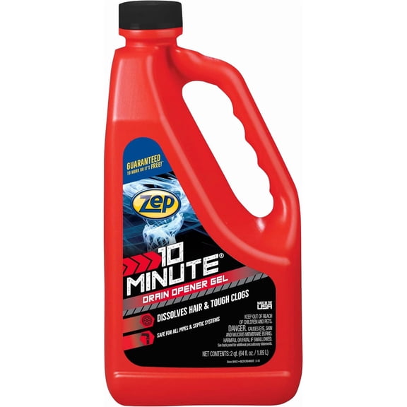 10 Minute Drain Opener Gel 64 Ounce - ZHCR64NG - Commercial Strength, Fast Acting and Safe for All Pipes
