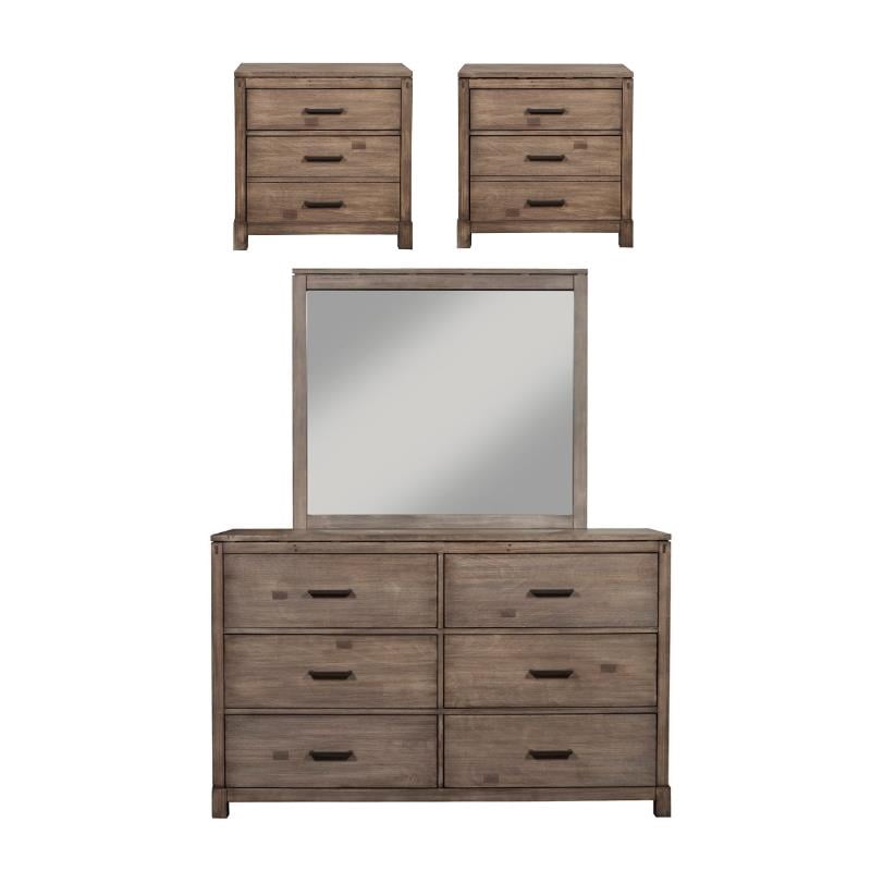 Home Square 4 Piece Furniture Set with Wood Dresser Mirror and