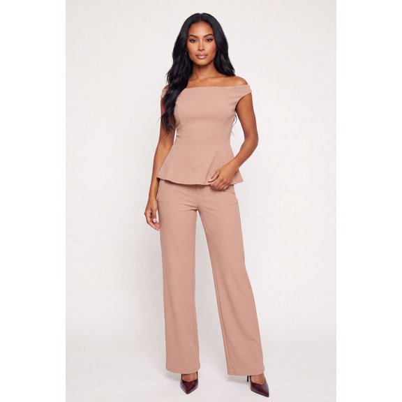 Women's Crepe Knit High Waisted Wide Leg Dress Pants
