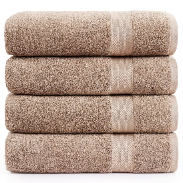 Juego de toallas de baño LANE LINEN, 100% algodón, 4 piezas, color topo, 70 x 140 cm