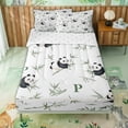 thumbnail image 2 of Erosebridal Cartoon Cute Panda Zipper Full Size Comforter Sets with Fitted Sheet and 2 Pillowcases for Boys Girls, Green Letter P Zipper Bedding Set, Reversible, 4 Pieces, 2 of 7