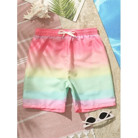 

Boys 1pack Random Ombre Print Drawstring Waist Swim Shorts S221905X Multicolor 9Y(53IN)