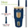 thumbnail image 5 of tronco 36 oz Glass Tumbler with Straw and Lid with Marker and Measurement Scale,Reusable Iced Coffee Tumbler with Silicone Sleeve, Glass Boba Smoothie Cup, Fits Cup Holder, BPA Free（Black ）, 5 of 9