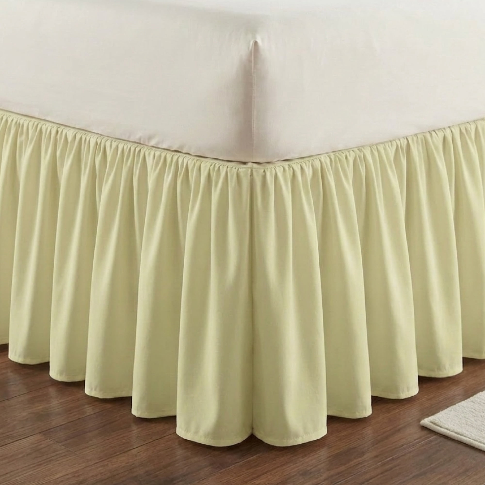 Barefoot Bungalow Landris Cotton-Blend Ruffled 15 inch Long Bed Skirt, Ivory, Queen, for Teens and Adults