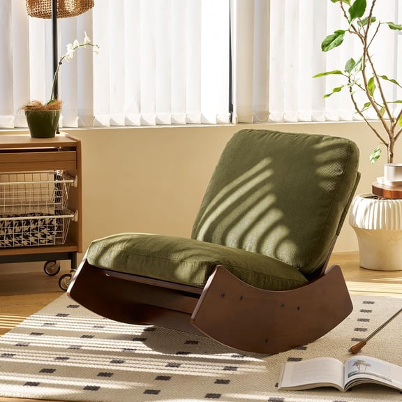 LJAN Upholstered Glider Rocker Chair Teddy, Upholstery Glider Chair, Solid Wood Frame with Padded Seat, Perfect for Multiple Settings Accent Reading Chair for Bedroom,Office,Living Room