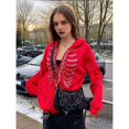 thumbnail image 4 of Sudadera con Capucha y Cremallera para Mujer, con Estampado de Calaveras de Gran Tamaño, Chaquetas Informales de Moda de Otoño e Invierno Rojo S, 4 of 7