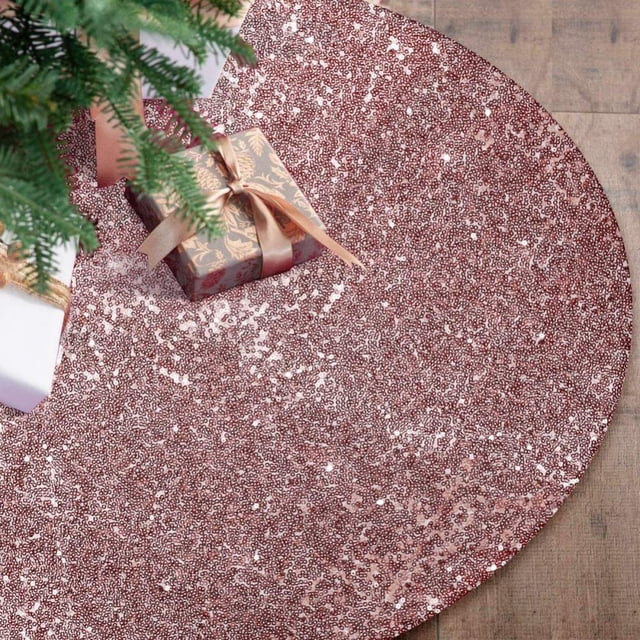MesaSe Sequined Christmas Tree Skirt 24-Inch Sequined Double-Layer Tree Cushion Christmas Tree Decoration Double-Layer Easy-To-Wear Christmas Tree Skirt
