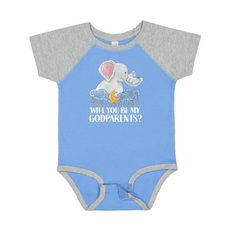 

Inktastic Will You Be My Godparents Elephants Moon and Stars Gift Baby Boy or Baby Girl Bodysuit