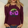 thumbnail image 2 of BangWanChi Long Sleeve Shirts for Women Women's Retro Fashion Classic Print Long Sleeved Round Neck Tops/shirt, 2 of 4