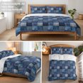 thumbnail image 6 of Denim Squares Queen Duvet Cover Set, Rustic Blue Jeans Fabric Patchwork Textile Texture Decorative 3 Piece Bedding Set with Zipper Closure Soft Breathable Microfiber Comforter Cover & 2 Pillowcases, 6 of 6