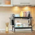 thumbnail image 6 of 2-Tier Black Stainless Steel Drain Rack for Kitchen Counters with Drainage, 6 of 7