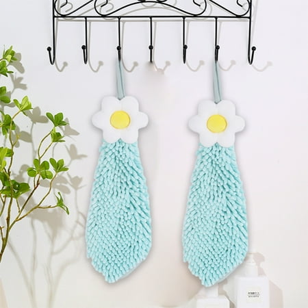 Vxdvou Flowers Chenille Hand Towels 2-Piece Set Cute Spherical Ball Hand Towels Absorbent Microfiber Quick-Drying and Soft for Bathroom Kitchen Decorative and Functional Towels Set