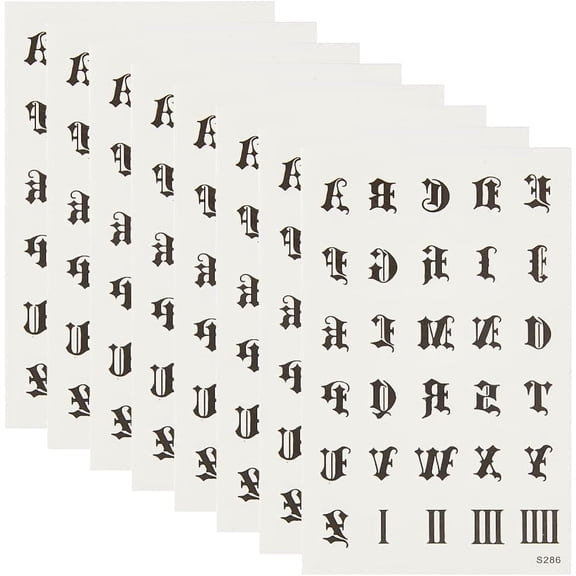 8 pc Water Proof Removable Temporary Tattoos Stickers Body Art Paper Stickers Letter 10.5x6x0.03cm DIY