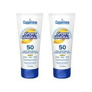 Coppertone SPORT Sunscreen Lotion SPF 50, Zinc Oxide Mineral Sunscreen, Water Resistant Body Sunscreen SPF 50, 5 Fl Oz, 2 Pack