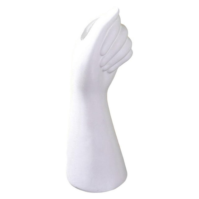Jarrón creativo moderno con forma de mano, resina, flores artificiales, escultura, maceta, arte de mesa L blanco
