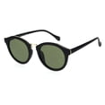 thumbnail image 2 of Mod Round Keyhole Horn Rim Hipster Sunglasses Matte Black Green, 2 of 4