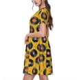 thumbnail image 2 of Fotbe Retro Vinyl Records Vestido Largo de Moda para Mujer, Vestido Tipo Camiseta con Manga Corta y Estilo Casual a Rayas y Bloques de Color, 2 of 6