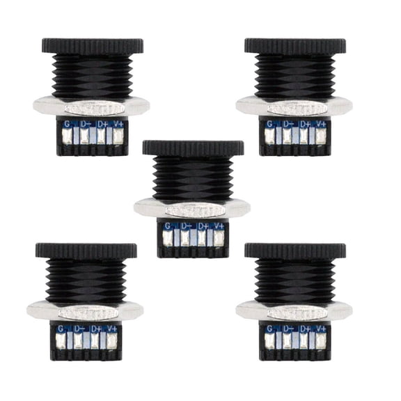 Xiwai 5pcs/set DIY OEM Type C Female Socket Connector to 6Pin PCBA Pinout Scew Nut Mount Type DC 5V/20V PD Power