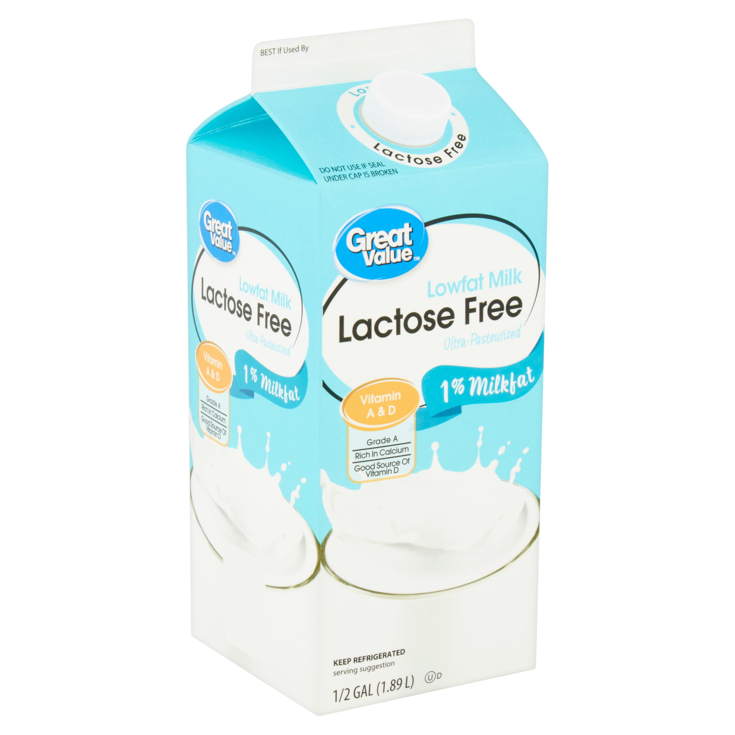 Great Value Lactose Free 1 Lowfat Milk 1 2 Gal Walmart 