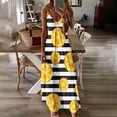 thumbnail image 2 of Vestido largo de playa ajustado con estampado de rayas sin mangas con cuello en V y cintura media a la moda para mujer Pompotops  ghjkhdj6943, 2 of 5