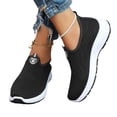 thumbnail image 5 of YHAJDS Women Slip On Wedge Flats Plus Size Solid Color Knit Mesh Breathable Daily Work Outdoor Shoes, 5 of 9