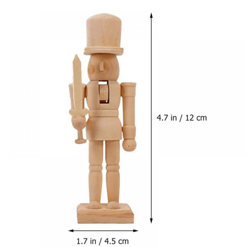 6 Pcs Unpainted Wooden Nutcracker Figurines DIY Blank Craft Kit for Christmas Ornaments