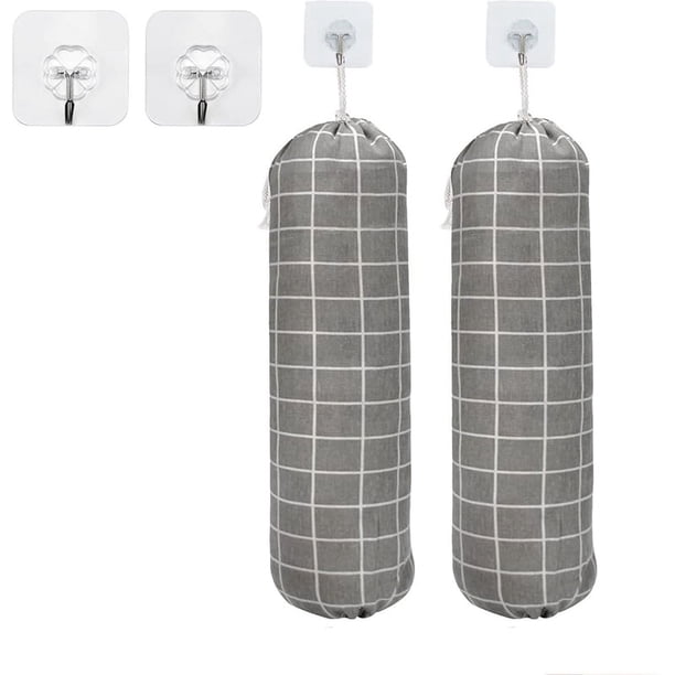 Soporte para bolsas de plástico, soporte para bolsas de supermercado, organizador de bolsas de basura de plástico para montaje en pared, dispensador de almacenamiento de bolsas de compras