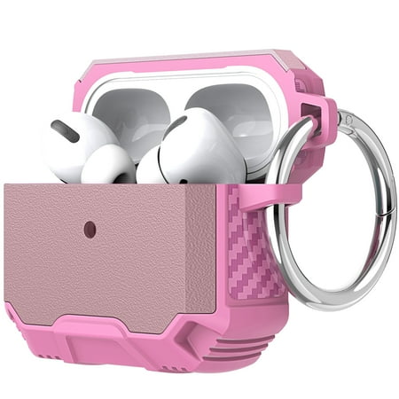 For Apple AirPods 3 (2021) Heavy Duty Tuff Hybrid 2 in 1 Shockproof Full Protective Case Hard PC TPU Cover with Carabiner Cover Xpm Phone Case [Pink / Hot Pink]