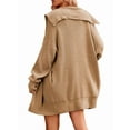 thumbnail image 4 of Women'S Solid Color Long-Sleeved Lapel Pocket Cardigan Three-Button Mid-Length Sweater Coat Khaki S, 4 of 8