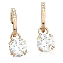 Swarovski White Constella Rose Gold-Tone Plated Round Cut Drop Earrings