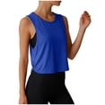 thumbnail image 6 of Mnuaqn Athletic Tank Tops for Women Twist Knot Cut Out Side Slit Crop Tops Yoga Workout Loose Fit Sleeveless T-Shirts (Blue, L), 6 of 9