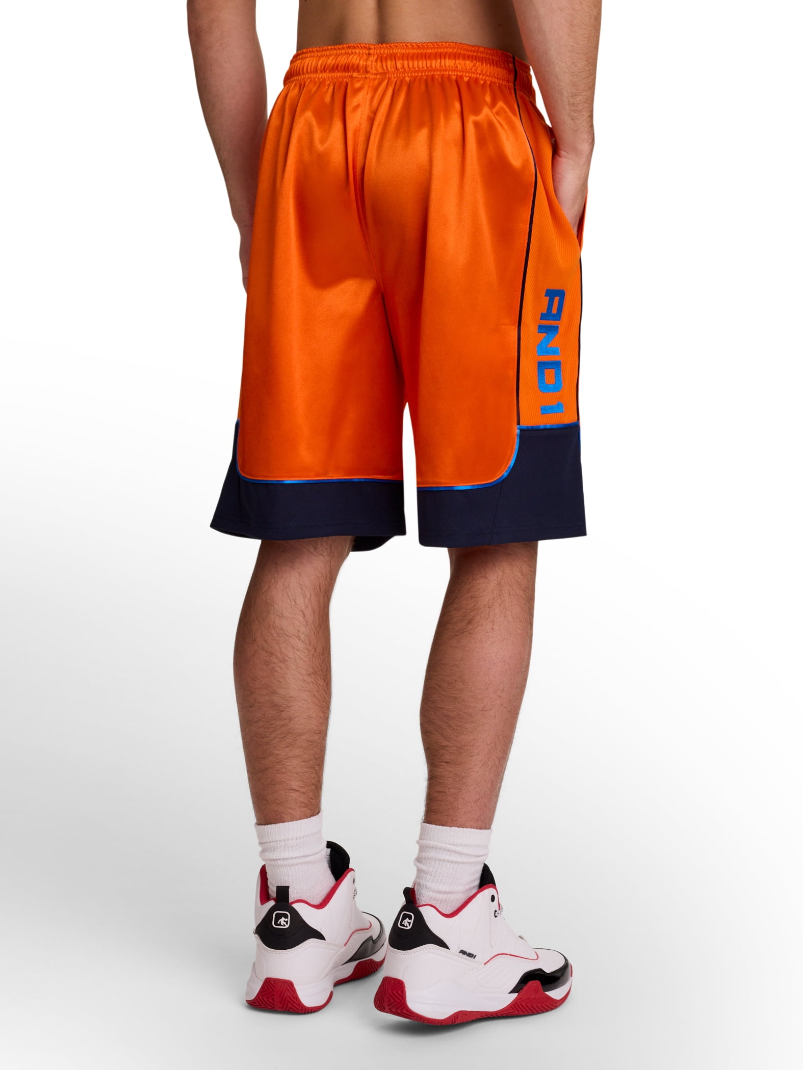 AND1 Men's and Big Men's All Court Colorblock Short, 11" inseam, up to Size 5XL