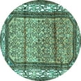 thumbnail image 1 of Ahgly Company Machine Washable Indoor Round Persian Turquoise Blue Traditional Area Rugs, 4' Round, 1 of 4
