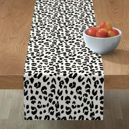 

Cotton Sateen Table Runner 108 - Leopard Spots Dots Animal Black White Baby Neutral 2 Print Print Custom Table Linens by Spoonflower