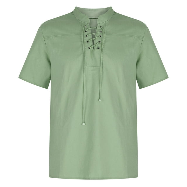 Birdeem Mens Fashion Tops Retro Solid Color Loose Casual Short Sleeve Shirt