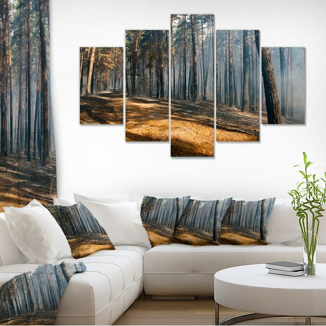 Fire in Forest with Flame and Smoke - Modern Forest Canvas Art