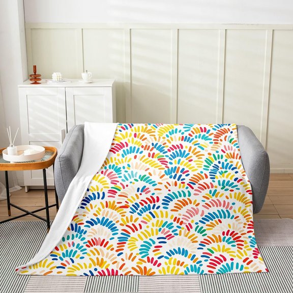 Colorful Abstract Pattern Throw Blanket for Couch Bed Soft Fleece Warm Blanket