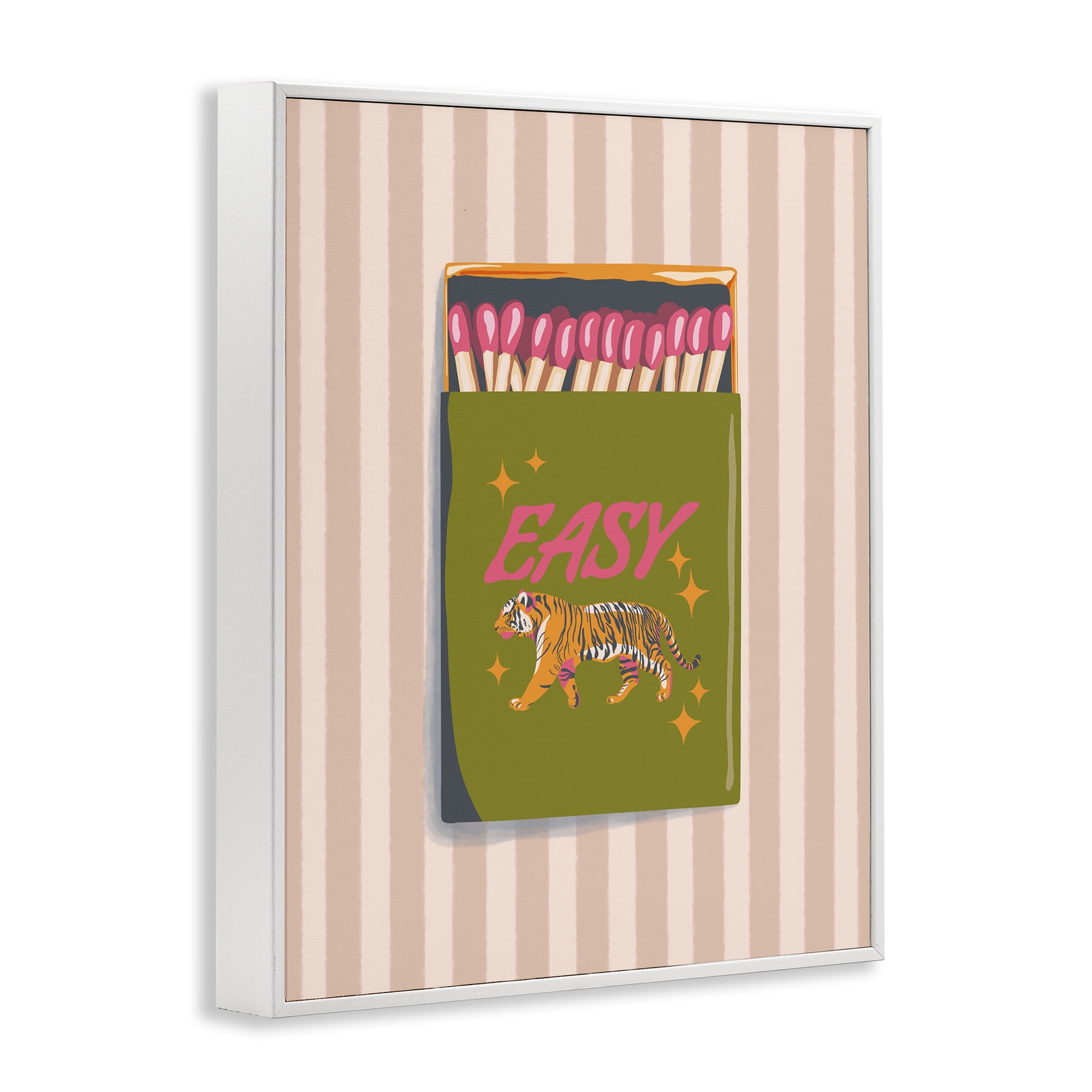 Easy Tiger Retro Matches White Framed Giclee Art, design by Elyse Anastacia
