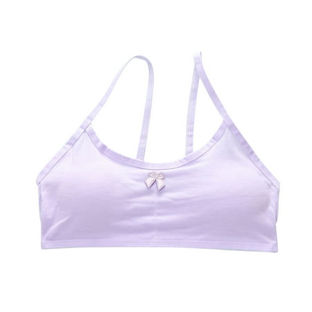 Little Girl Bras Training Bra Breathable Cotton Bra Summer Lightly Spaghetti Strap Wireless Comfortable Bralette  Purple  Free Size