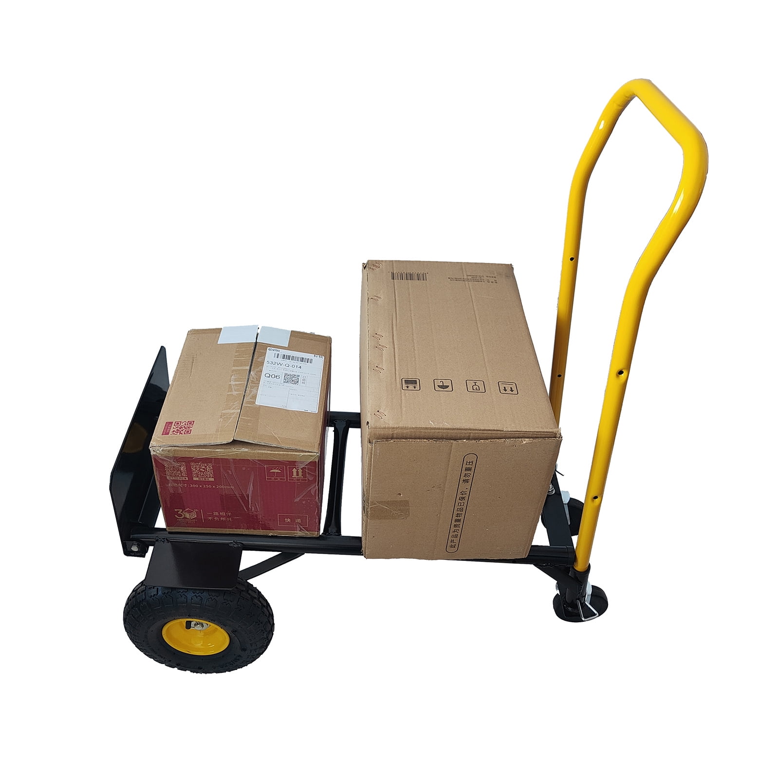Hand Truck Dolly 2 Wheel Dolly Cart And 4 Wheel Push Cart With Swivel Wheels 330 LBS Capacity Heavy-Duty Luggage Trolley Cart For Moving Warehouse Garden Grocery