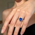 thumbnail image 3 of Juwaliy Women Ring 925 Sterling Silver Plated Halo Heart Blue Sapphire September Birthstone Band Rings Jewelry Birthday Christmas Mother's Day Gift, 3 of 10