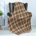 thumbnail image 4 of Tan and Brown Soft Flannel Fleece Throw Blanket, Old Fashioned Check Plaid Pattern Scottish Tartan Inspired Geometric Design, Cozy Plush for Indoor and Outdoor Use, 60" x 80", Tan Brown, by Ambesonne, 4 of 5