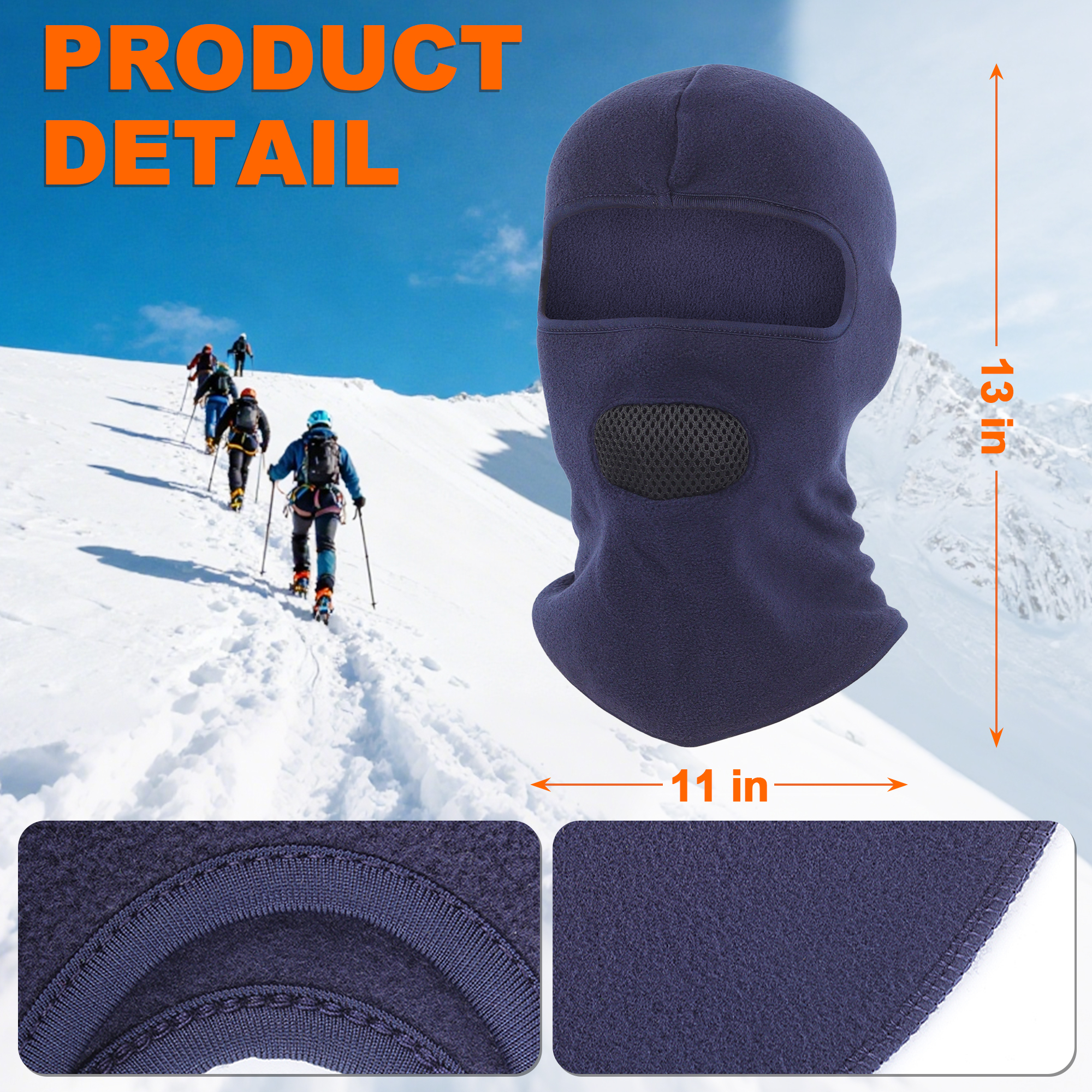 Balaclava Face Mask Women Men,Winter Mask Thermal Soft Neck Gaiter Athletic Casual Fit Black&Navy Blue